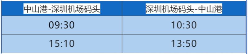 中山至深圳机场码头航班复航