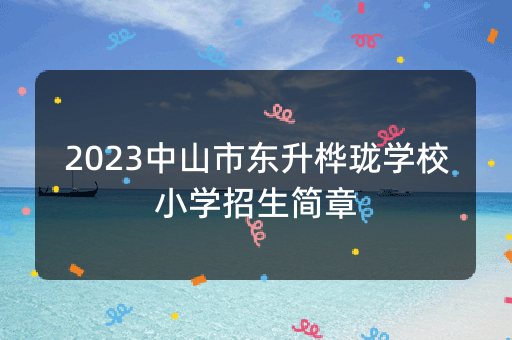 2023中山市东升桦珑学校小学招生简章