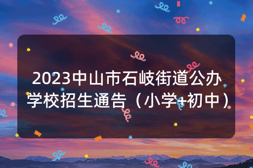 2023中山市石岐街道公办学校招生通告（小学+初中）