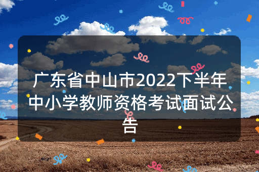 广东省中山市2022下半年中小学教师资格考试面试公告